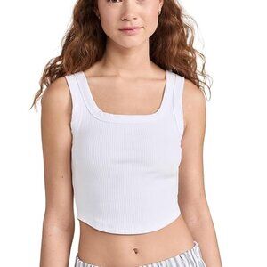 Madewell Luma Crop Ribbed Tank Top- XS- Pink- NWT